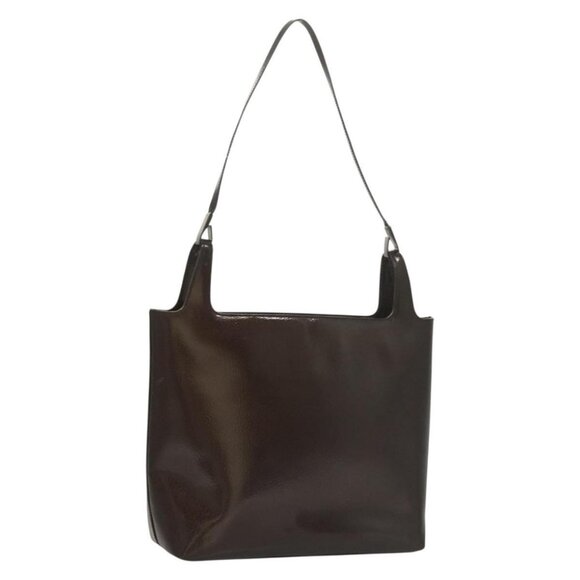 Authentic GUCCI Shoulder Bag Enamel Brown Silver 001 2058 3021